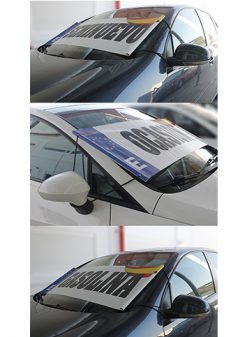 Parasol publicitario para vehículos