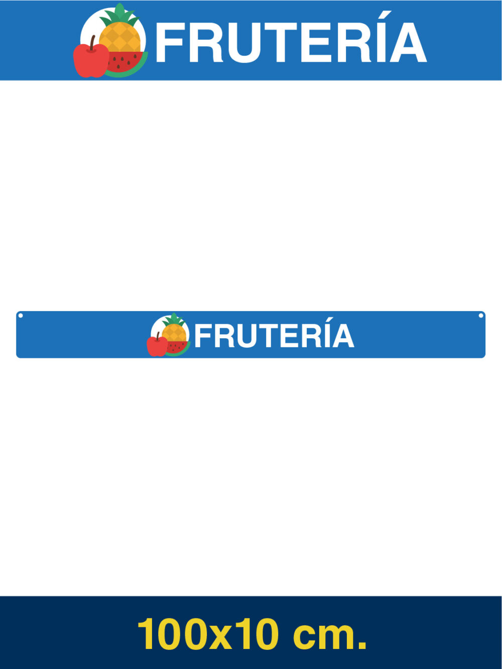 Carteles colgantes frutería azul